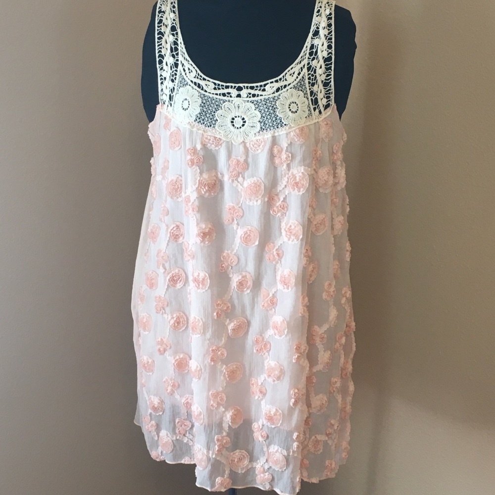 Light Peach Dress eEmbellished Flowers - Small